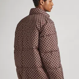 Pepe Jeans Geometric Printed Mock Collar Puffer Jacket image 2