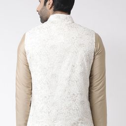 KISAH Printed Woven Nehru Jacket With Pocket Square image 3