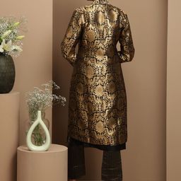 SMRITI GUPTA Woven Design Longline Open Front Jacket image 4
