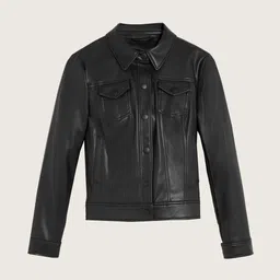 Marks & Spencer Women Lightweight Crop Leather Jacket image 4