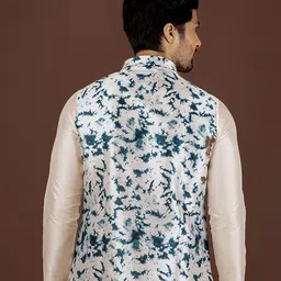 KISAH Printed Mirror Work Woven Nehru Jacket image 5
