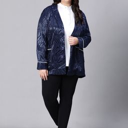 Oxolloxo Plus Size Abstract Printed Lightweight Longline Tailored Jacket image 2