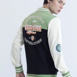 Snitch Green Colourblocked Lightweight Varsity Jacket-25