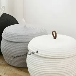 Textile and Beyond Grey  Jute Tote Basket-image-16