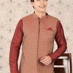 Ode by House of Pataudi Woven Design Nehru Jackets-picture-58