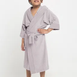Creeva Melodious Kids Grey Front Pocket Bath Robe-73