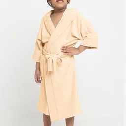 Creeva Melodious Kids Beige Front Pocket Bath Robe-36