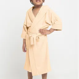 Creeva Melodious Kids Beige Front Pocket Bath Robe-38