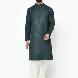 KISAH Mandarin Collar Straight Kurta with Churidar & Nehru Jacket-image-13