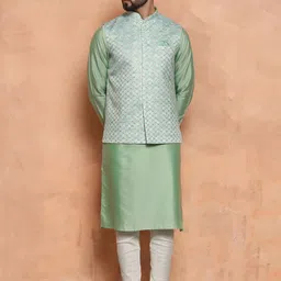 KISAH Mandarin Collar Kurta With Churidar & Nehru Jacket-picture-20