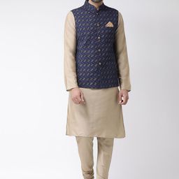 KISAH Mandarin Collar Kurta with Churidar & Nehru Jacket-picture-18