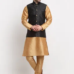 KRAFT INDIA Men Kurta With Churidar And Polka Dot Nehru Jacket-picture-47