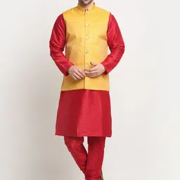 KRAFT INDIA Regular Kurta With Churidar & Nehru Jacket-picture-49