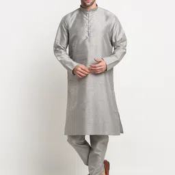 KRAFT INDIA Men Regular Kurta & Churidar With Embroidered Nehru Jacket Set image 4