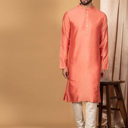 KISAH Men Mandarin Collar Kurta With Churidar & Nehru Jacket Set image 3