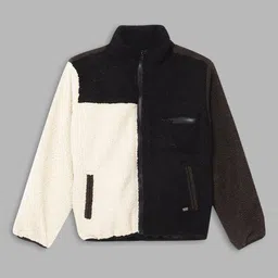 Blue Giraffe Boys Cream-Coloured & Black Colourblocked Tailored Jacket-picture-14