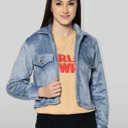 PRETTY LOVING THING Women Blue Washed Lightweight Crop Open Front Jacket-image-22