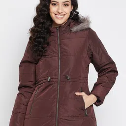 Duke Women Maroon Parka Jacket-image-43