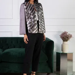 Rhe-Ana Women Striped Cape Jacket-picture-25