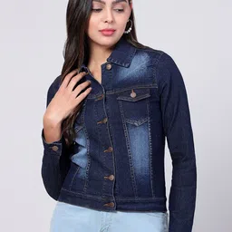 Kotty Women Washed Cotton Outdoor Denim Jacket-32