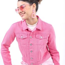 KETCH Women Crop Cotton Denim Jacket-image-12