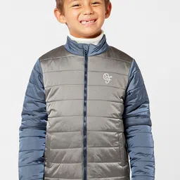 One Friday Boys Grey Colourblocked Padded Jacket-image-5