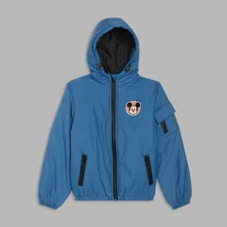 Blue Giraffe Boys Teal Open Front Jacket with Patchwork-picture-15