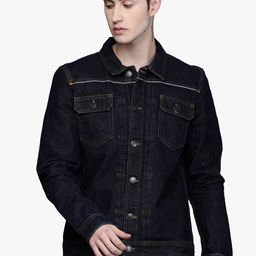Voi Jeans Men Blue Washed Cotton Denim Jacket-image-44