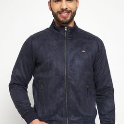 Duke Men Solid Mock Collar Bomber Jacket-picture-13
