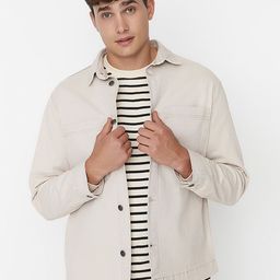 Trendyol Men Beige Washed Pure Cotton Tailored Jacket-46