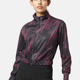 Ajile by Pantaloons Women Black Floral Crop Outdoor Sporty Jacket-image-33