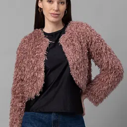 Globus Women Pink Crop Open Front Jacket-image-10