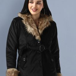 BUY NEW TREND Women Black Velvet Parka Jacket-picture-36