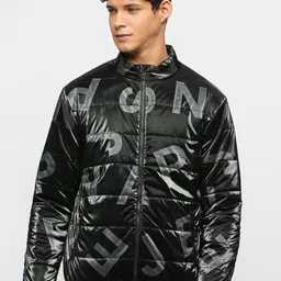 Pepe Jeans Printed Mock Collar Padded Jacket-30