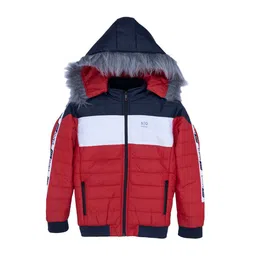 Status Quo Boys Red Navy Blue Colourblocked Longline Puffer Jacket-image-68