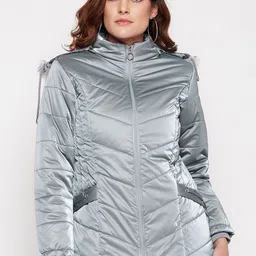 Camey Women Silver-Toned Lightweight Padded Jacket-image-6