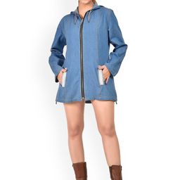 SUMAVI-FASHION Women Blue Embroidered Cotton Longline Tailored Jacket-image-55