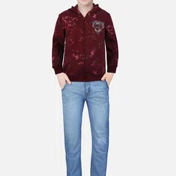 Gini and Jony Boys Maroon Fleece Bomber Jacket-image-18