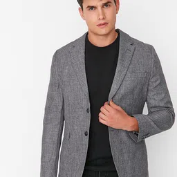 Trendyol Men Charcoal Single-Breasted Blazer-44