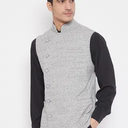 Hypernation Men Woven Pure Cotton Nehru Jackets-3