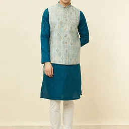 Manyavar Printed Woven Nehru Jacket-48