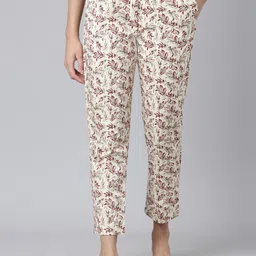 Enamor Women Floral Printed Cotton Straight Fit Pants-picture-32