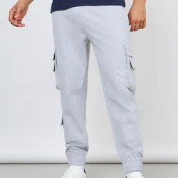 Styli Men Solid Cargo Joggers with Zipper Pockets-picture-35