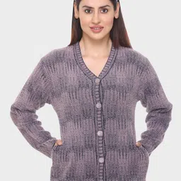 aarbee Women Purple Full Sleeves Cardigan with Pockets-picture-54