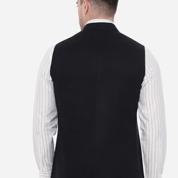 JB STUDIO Men Solid Pure Wool Nehru Jacket image 4