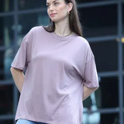 TITTLI Drop Shoulder Sleeves Pure Cotton Oversized T-shirt-image-80