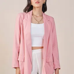 AND Women Floral Striped Viscose Rayon Longline Open Front Jacket with Patchwork-65