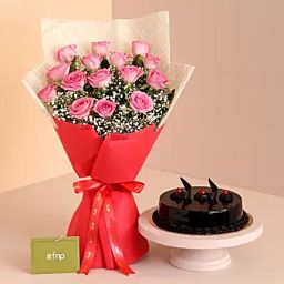 Love Roses N Bouquet Truffle Cake-image-2
