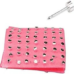 Silver Metal Round piercing Studs pack of 72pcs Metal Stud Earring-image-25