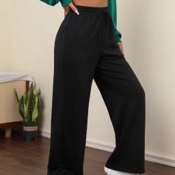 Women Solid Black Track Pants-image-17